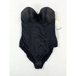 New Cabernet Shapewear Bustier Strapless Underwire Smoothing Bodysuit Black 36C